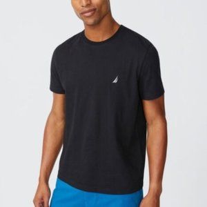 NWT Nautica Mens Solid Black Crew Neck Tee Medium